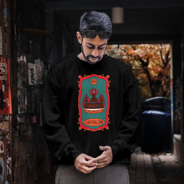 Moletom Eff Capitalism Burn It Tarot Card Tower Symbol (Criador carregado)