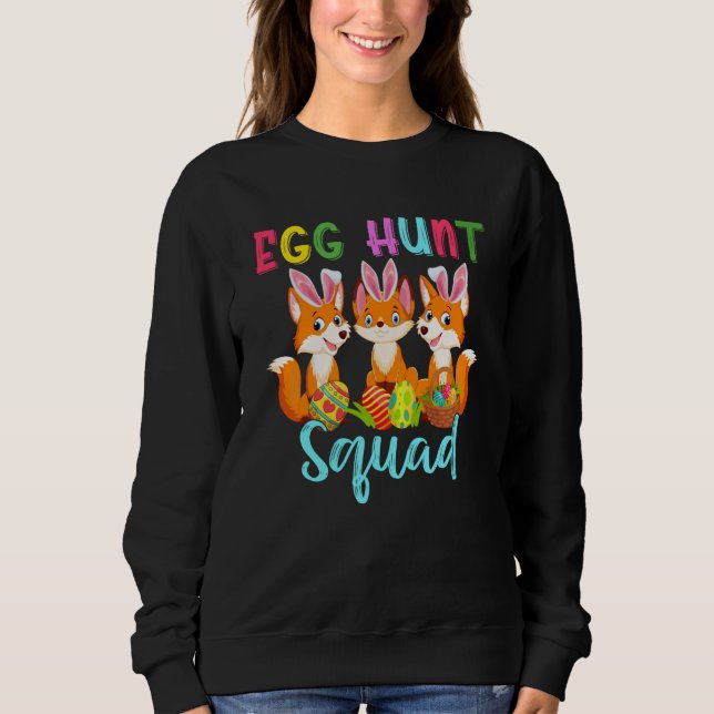 Moletom Egg Hunt Squad Three Easter Bunny Foxes Hunting Eg (Frente)