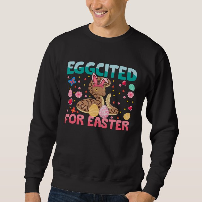 Moletom Eggcited For Easter Bunny Ball Python Rabbit Kids (Frente)