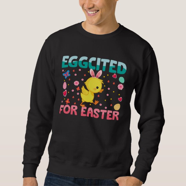 Moletom Eggcited For Easter Bunny Duck Rabbit  Kids (Frente)