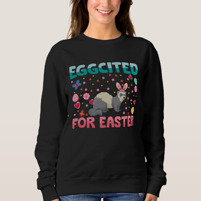 Moletom Eggcited For Easter Bunny Ferret Rabbit Kids (Frente)