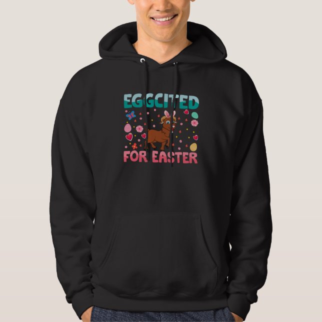 Moletom Eggcited For Easter Bunny Goat Rabbit  Kids (Frente)