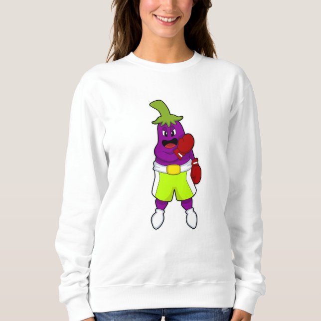 Moletom Eggplant in Boxing com luvas in a box (Frente)