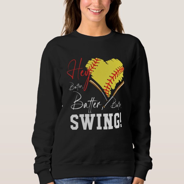 Moletom Ei Batter Swing Baseball Player Heart Mãe Softbal (Frente)