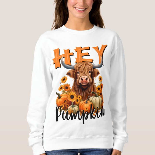 Moletom Ei Pumpkin Highland Cow Fall Harvest (Frente)