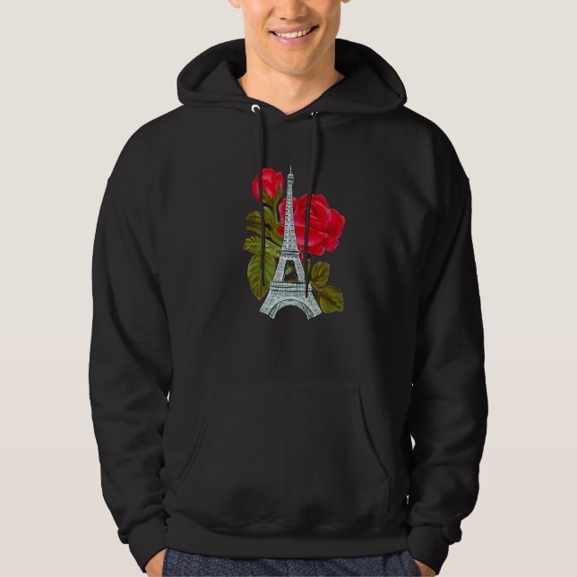 Moletom Eiffel Tower with Rose Love Paris Roses French Lov (Frente)