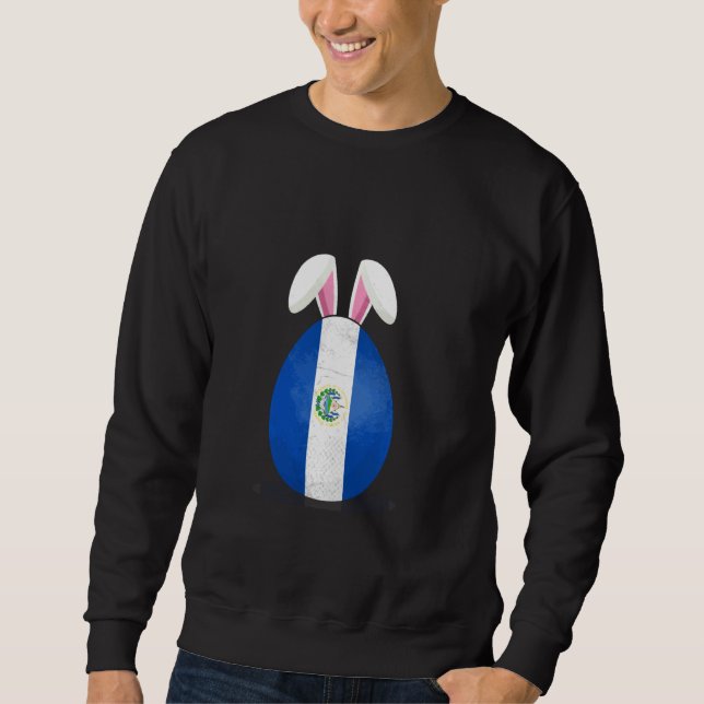 Moletom El Salvador Flag Egg Bunny Ears Páscoa Salvadorenh (Frente)