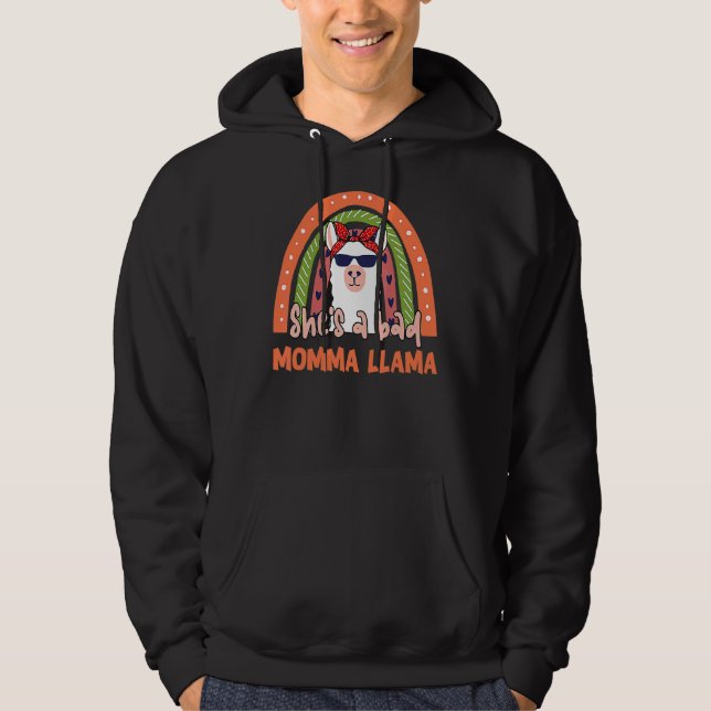 Moletom Ela é uma má mãe Llama Rainbow Mama Dia de as mães (Frente)