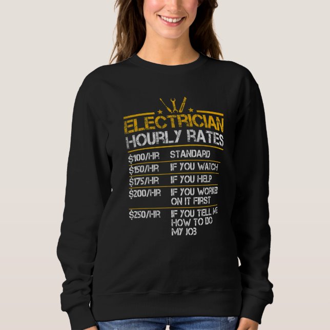 Moletom Electrician Hourly Rates Lineman Men Electrician D (Frente)