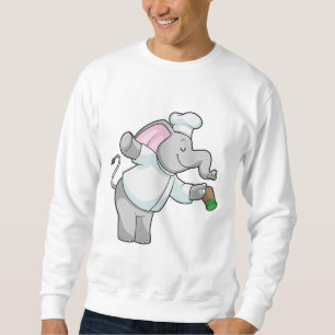 Moletom Elefante como cozinheiro com agitador de sal