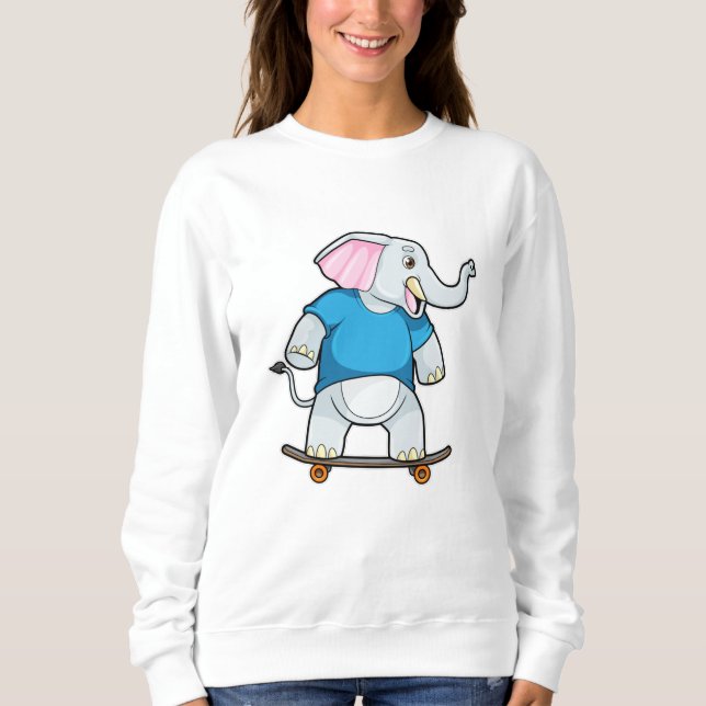 Moletom Elefante como skater com skate (Frente)