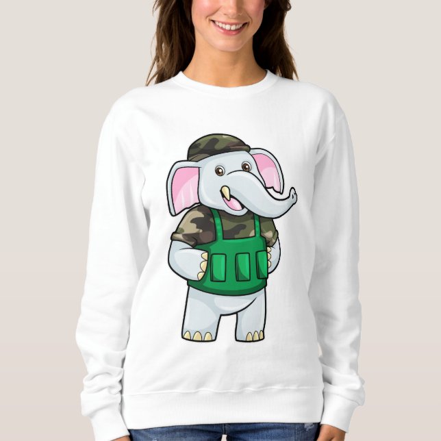 Moletom Elefante como Soldado com Uniforme e Capacete (Frente)