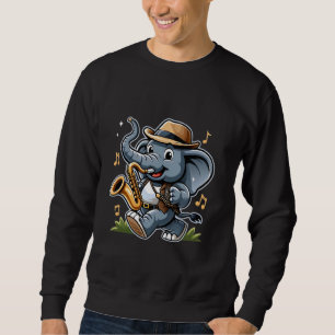 Moletom Elefante Jogando Saxofone Engraçado Música Amor An