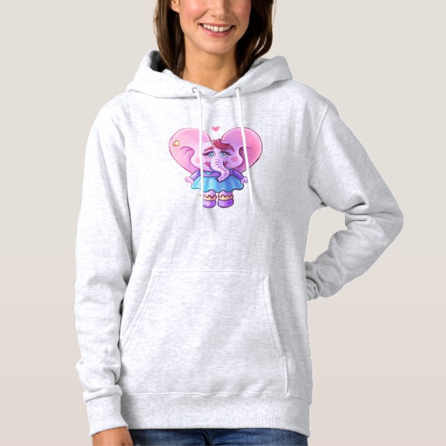 Moletom Elefante Rosa Kawaii Apaixonado (Frente)