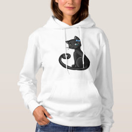 Moletom Elegant Black Cat Hoodie – Mystic & Cute Style