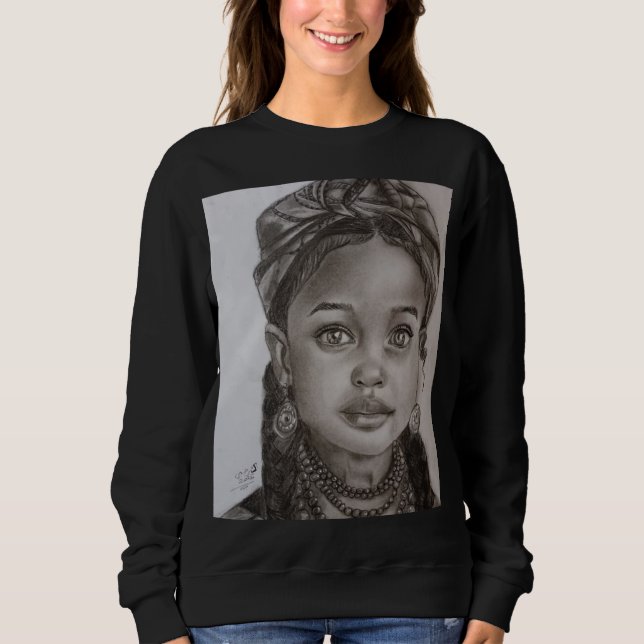 Moletom Elegant Charcoal & Pencil Girl Portrait Illustrati (Frente)