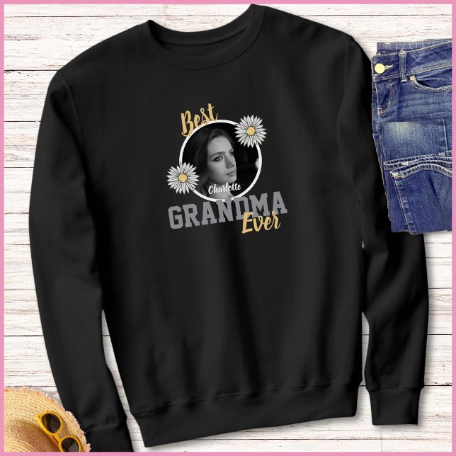 Moletom Elegant Script 1 Photo Best Grandma Ever (Criador carregado)
