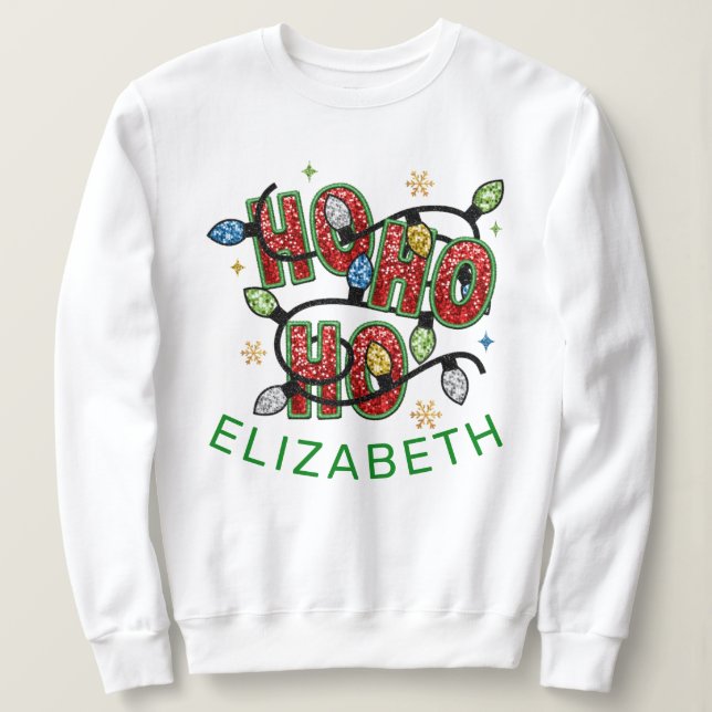Moletom Elegante Ho Ho Natal Personalizado (Frente do Design)