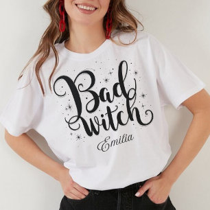 Moletom Elegante Má Bruxa Nome Halloween Preto e Branco