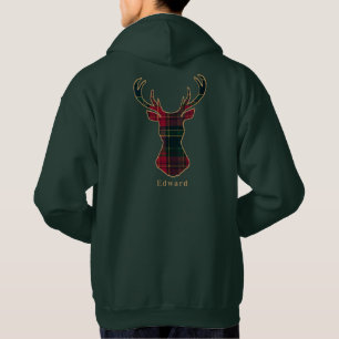 Moletom Elegante Xadrez Tartan Feliz Natal Nome da Família