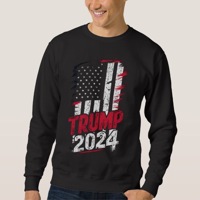 Moletom Eleição: TRUMP 2024 USA Vintage Flag (Frente)