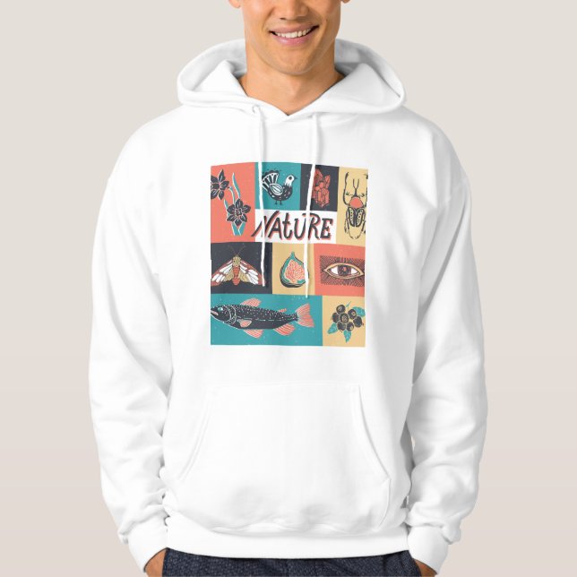 Moletom Elementos Natureza, Ícones de Estilo Retroativo. (Frente)