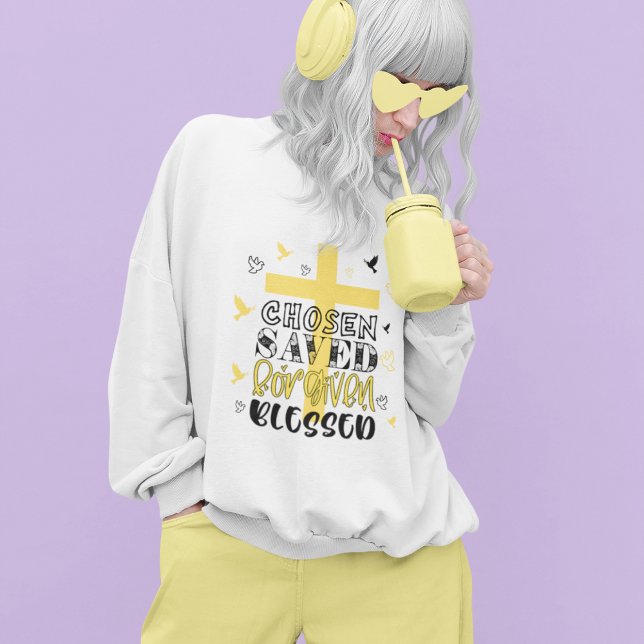 Moletom Elenco de fé cristã abençoada, amarelo (Criador carregado)