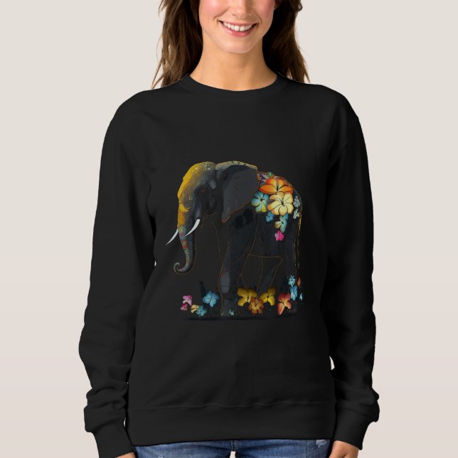 Moletom Elephant Animal Africa Flowers Elephant 3 (Frente)