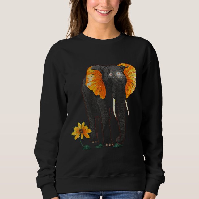 Moletom Elephant Flowers Artwork - African Art Elephant (Frente)