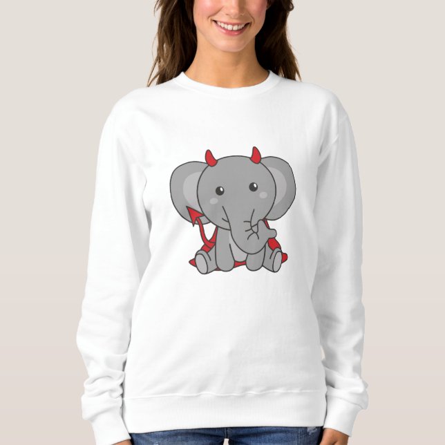 Moletom Elephant Halloween Cute Devil Kids Witume (Frente)