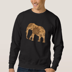 Moletom Elephant Mandala Padrão Espiritual Dourado Sombra