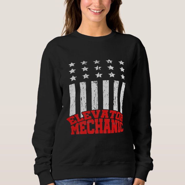 Moletom Elevator Mechanical Maintenance Life USA Flag Tech (Frente)