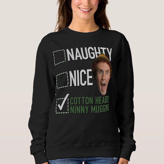 Moletom Elf Naughton Nice Cotton Cabeçando Ninny Muggins (Frente)