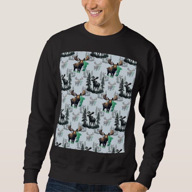 Moletom Elk Moose Antlers Deer Pattern Design (Frente)
