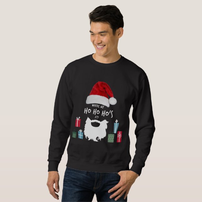 Moletom Em "onde meu Ho Ho Ho?" Camisola do Natal (Frente Completa)