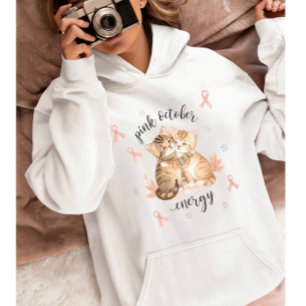 Moletom Em outubro vestimos capuz rosa, energia em outubro