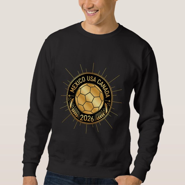 Moletom Emblema de Futebol Dourado 2026 | México EUA Canad (Frente)