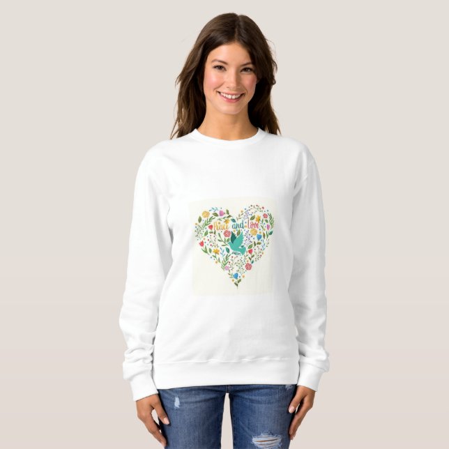 Moletom Embrace Harmony: Piece e Love T-Shirt (Frente Completa)