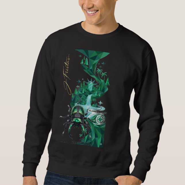 Moletom “Emerald Island Beetle – Nature-Inspired Black Lon (Frente)