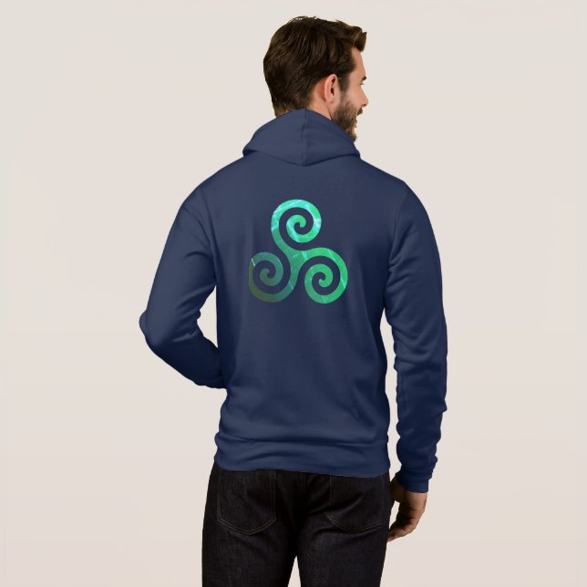Moletom Emerald Triskele Símbolo Celta Antigo Marinho Azul (Parte Traseira Completa)