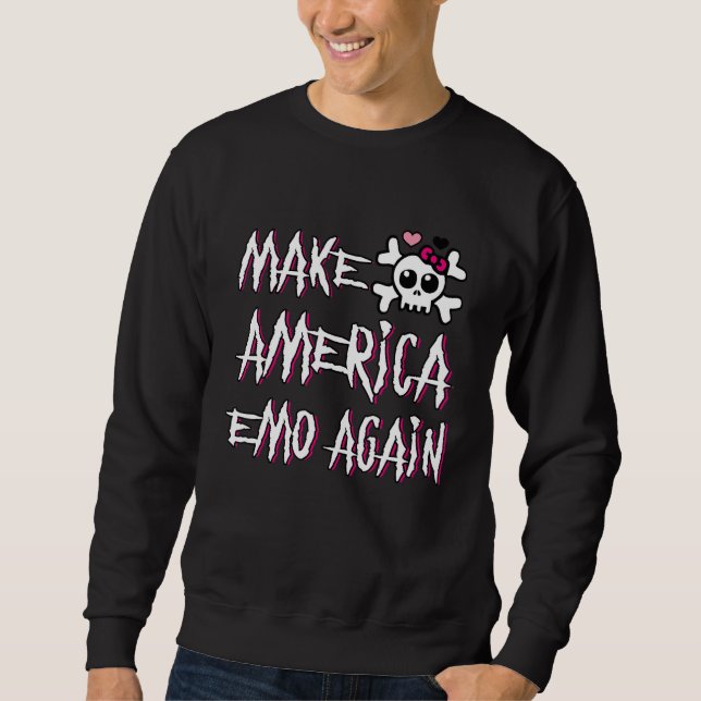 Moletom Emo Forever Pink Skull 2000s Kid Punk Torna Améric (Frente)