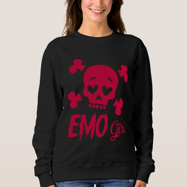 Moletom Emo Girl Pink Skull Goth Scene Kid Emo Music 2000s (Frente)