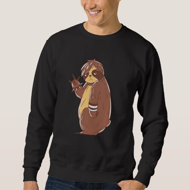 Moletom Emo Sloth Funny Rock And Roll (Frente)
