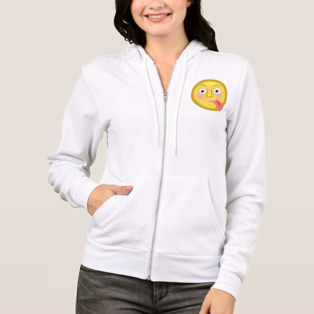 Moletom Emoji Carinha Bobinha com Língua para Fora (Frente)