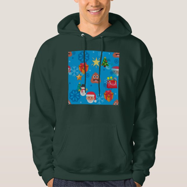 Moletom emoji poop de natal azul (Frente)