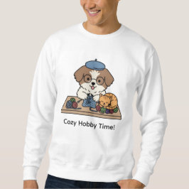 Moletom Empresa de Tricô de Cachorro Feliz Gráfico de Hobb