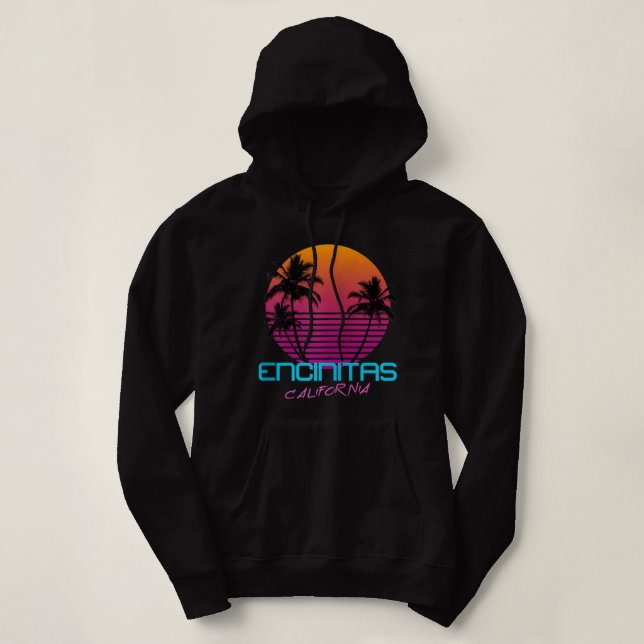 Moletom Encinitas California Retro anos 80 Sunset Zip Hood (Frente do Design)