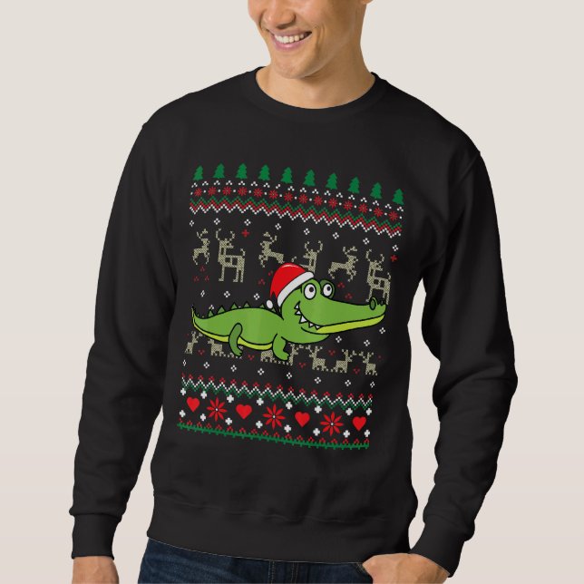 Moletom Enfeites de natal de Alligador Crocodilo Feia (Frente)