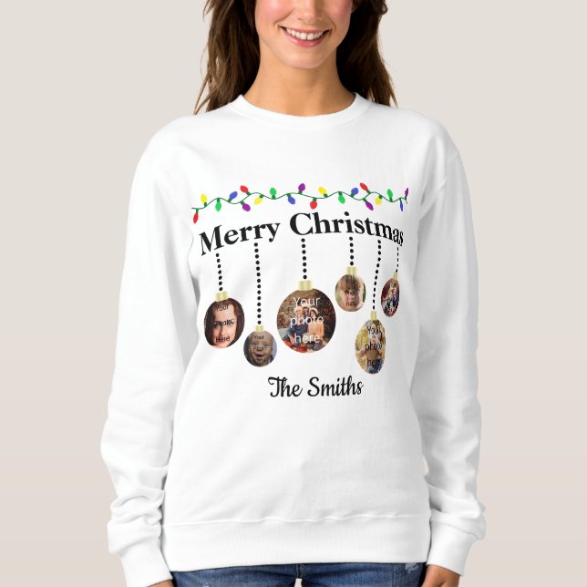 Moletom Enfeites de natal personalizável (Frente)