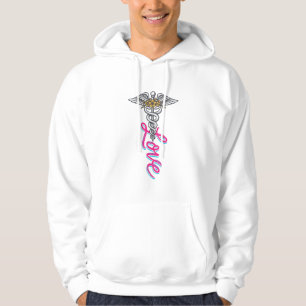 Moletom Enfermeira Amor Caduceu Floral Médico Design Verti